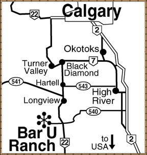 Area Map for the Bar U Ranch National Historic site - click to enlarge